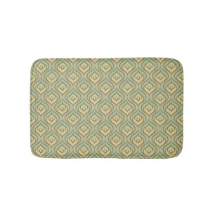 Retro vintage green and yellow pattern bath mat