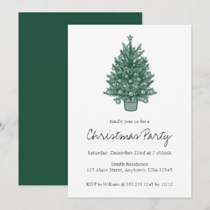 Retro Vintage Green Christmas Party Invitation