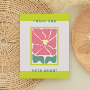 Retro Vintage green Flower Thank You Card