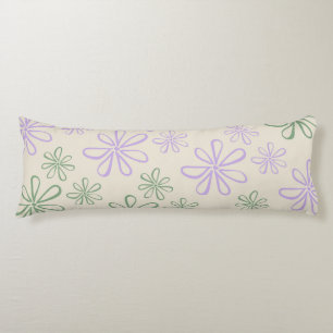 Retro Vintage Green Purple Small Flower Pattern Body Cushion