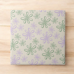 Retro Vintage Green Purple Small Flower Pattern Ceramic Tile