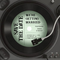 Retro Vintage Green Vignette Vinyl Record Wedding
