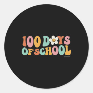 Retro Vintage Groovy 100 Days of School For Teache Classic Round Sticker