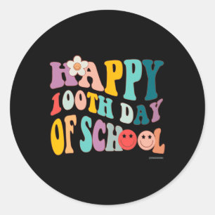 Retro Vintage Groovy 100 Days of School For Teache Classic Round Sticker