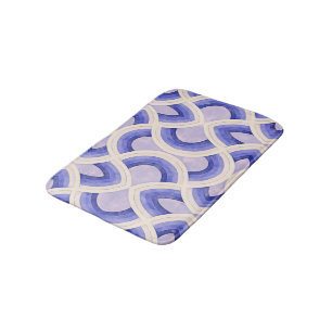 Retro Vintage Groovy Pattern In Shades of Cerulean Bath Mat