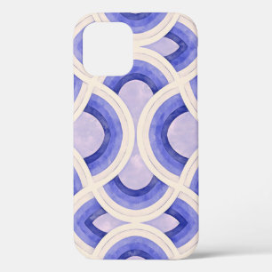 Retro Vintage Groovy Pattern In Shades of Cerulean iPhone 12 Case