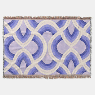 Retro Vintage Groovy Pattern In Shades of Cerulean Throw Blanket