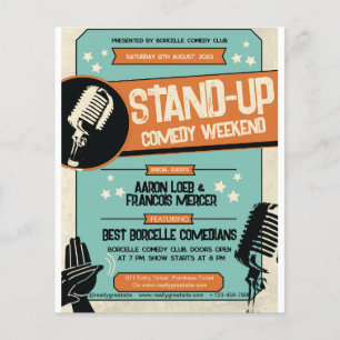Retro Vintage Grunge Stand Up Comedy Show Flyer