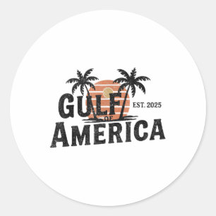 Retro Vintage Gulf Of Us America 2025 American Fla Classic Round Sticker
