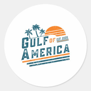 Retro Vintage Gulf Of Us America 2025 American Fla Classic Round Sticker
