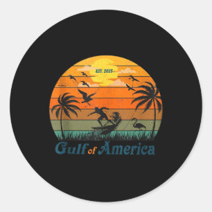 Retro Vintage Gulf Of Us America 2025 American Fla Classic Round Sticker