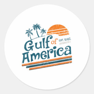 Retro Vintage Gulf Of Us America 2025 American Fla Classic Round Sticker