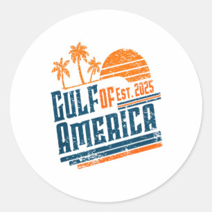 Retro Vintage Gulf Of Us America 2025 American Fla Classic Round Sticker