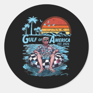 Retro Vintage Gulf Of Us America 2025 American Fla Classic Round Sticker