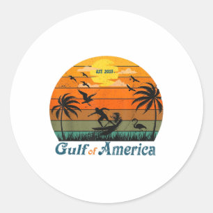 Retro Vintage Gulf Of Us America 2025 American Fla Classic Round Sticker