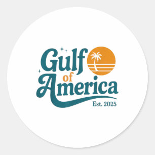 Retro Vintage Gulf Of Us America 2025 American Fla Classic Round Sticker