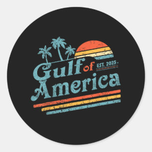 Retro Vintage Gulf Of Us America 2025 American Fla Classic Round Sticker