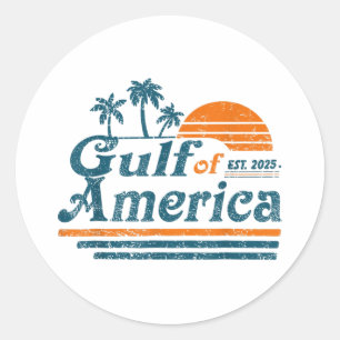 Retro Vintage Gulf Of Us America 2025 American Fla Classic Round Sticker