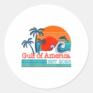 Retro Vintage Gulf Of Us America 2025 American Fla Classic Round Sticker