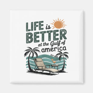 Retro Vintage Gulf Of Us America 2025 American Fla Magnet