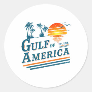 Retro Vintage Gulf Of Us America 2025 American Gif Classic Round Sticker