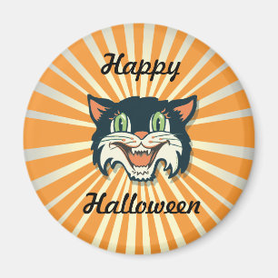 Retro Vintage Halloween Cat Magnet