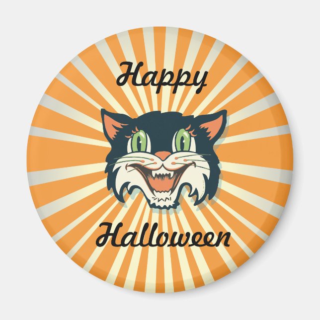 Retro Vintage Halloween Cat Magnet (Front)