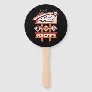 Retro Vintage Halloween Sign – Trick or Treat Hand Fan