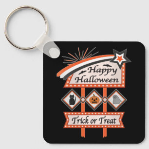 Retro Vintage Halloween Sign – Trick or Treat Key Ring