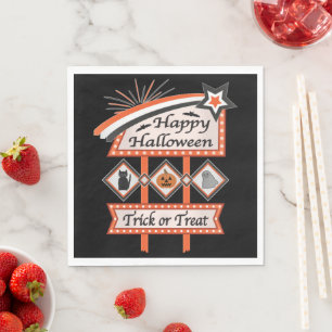 Retro Vintage Halloween Sign – Trick or Treat Napkin