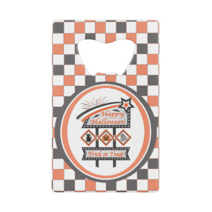 Retro Vintage Halloween Sign –Trick or Treat Plaid