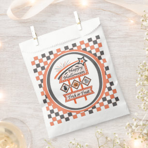 Retro Vintage Halloween Sign –Trick or Treat Plaid Favour Bag