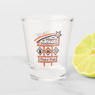 Retro Vintage Halloween Sign – Trick or Treat Shot Glass