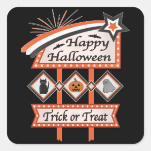 Retro Vintage Halloween Sign – Trick or Treat Square Sticker