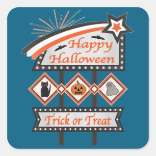 Retro Vintage Halloween Sign – Trick or Treat Square Sticker