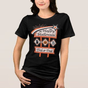 Retro Vintage Halloween Sign – Trick or Treat Tri-Blend Shirt