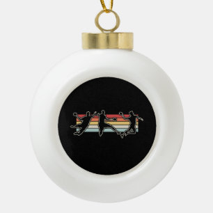 Retro Vintage Handball Player Ceramic Ball Christmas Ornament