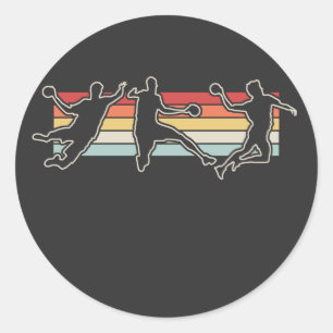 Retro Vintage Handball Player Classic Round Sticker