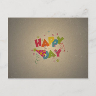 Retro Vintage Happy Birthday Pattern Postcard