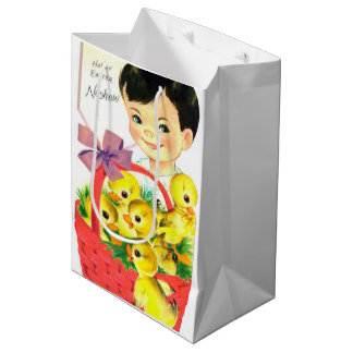retro vintage Happy Easter Nephew Medium Gift Bag