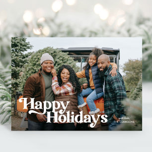 Retro Vintage Happy Holidays Photo Card