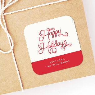 Retro vintage Happy Holidays Square Sticker