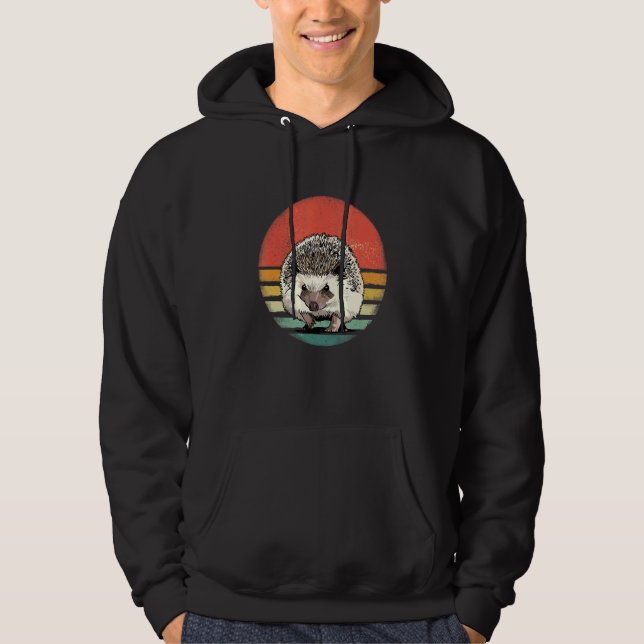 Retro Vintage Hedgehog Animal Hedgehog  Hedgehog M Hoodie (Front)