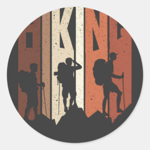 Retro Vintage Hiking Shirt Hiking Themed Adventure Classic Round Sticker