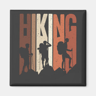 Retro Vintage Hiking Shirt Hiking Themed Adventure Magnet