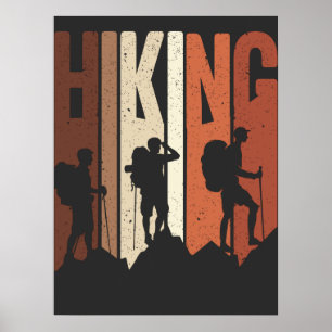 Retro Vintage Hiking Shirt Hiking Themed Adventure Poster