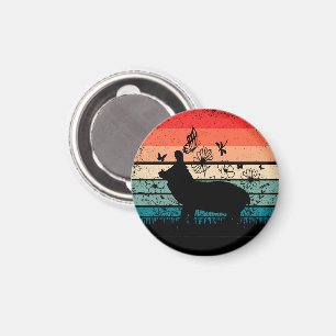 Retro Vintage Hippo Hippopotamus Hippo Lover Magnet
