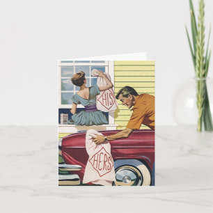 Retro Vintage His Hers Couple Housewarming Card