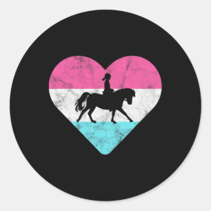 Retro Vintage Horseback Riding Gift For Women Or G Classic Round Sticker