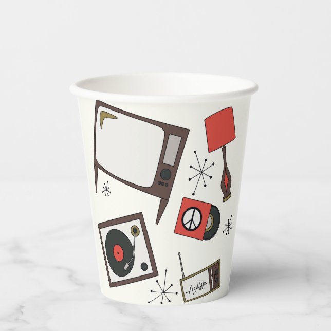 Retro, vintage household items paper cups (Front)